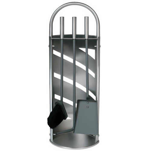 Kaminbesteck 3-teilig, edelstahl, anthrazit Besteck mit Edelstahlgriffen