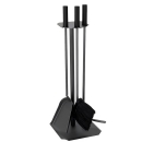 Kaminbesteck 3-teilig anthrazit mit schwarzen Holzgriffen