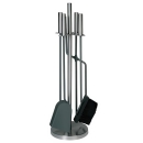 Kaminbesteck 4-teilig Edelstahl, Besteck in anthrazit