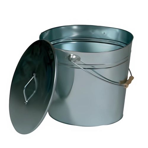 Asche-Eimer verzinkt, Griff und Deckel oval, ca 24l