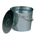 Asche-Eimer verzinkt, Griff und Deckel oval, ca 24l