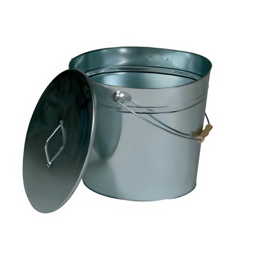Asche-Eimer verzinkt, Griff und Deckel oval, ca 15l