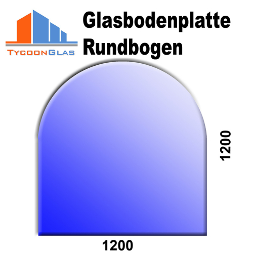 Glasplatte klar 8mm Rundbogen 1200x1200mm 803 mit Dichtlippe