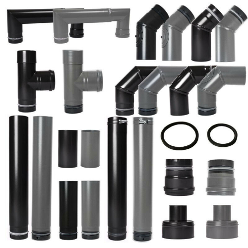 Pellet- Ofenrohr-Rosette DN 80mm gussgrau emailliert