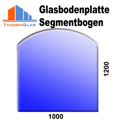 Glasplatte klar 8mm Segmentbogen 1000x1200mm 811 mit Dichtlippe