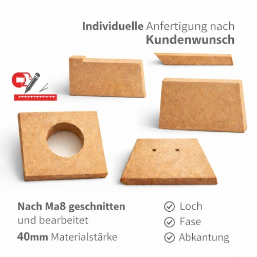 Vermiculite Platte nach Maß 40mm stark max 300 x 100mm