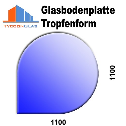 Glasplatte klar 6mm Tropfenform 1100x1100mm 609