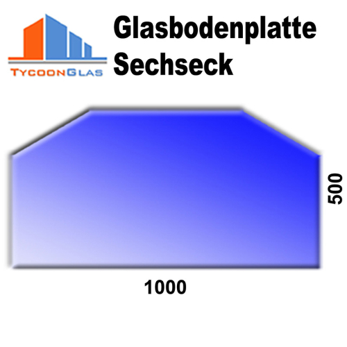 Glasplatte klar 6mm Sechseck 1000x500mm 616