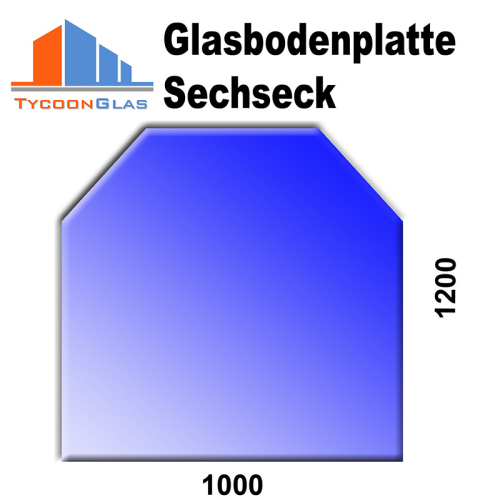 Glasplatte klar 8mm Sechseck 1000x1200mm 808