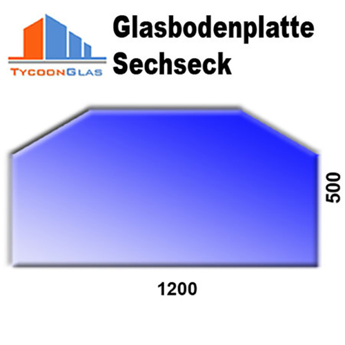 Glasplatte klar 6mm Sechseck 1200x500mm 619