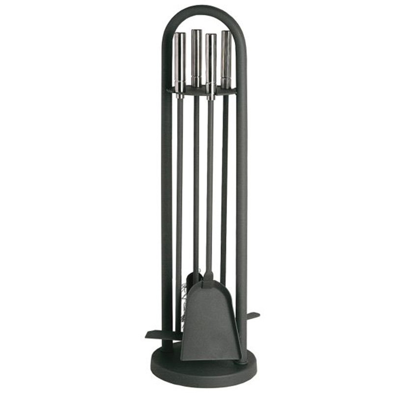 Kaminbesteck 4-tlg Edelstahlgriffe anthrazit