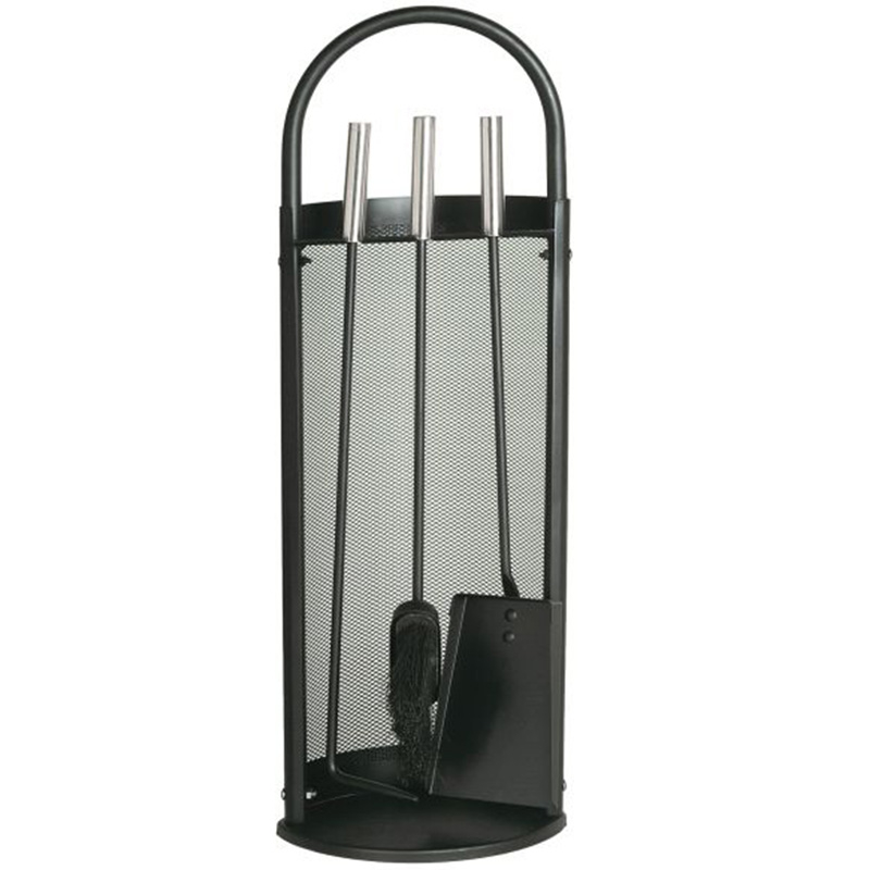 Kaminbesteck 3tlg schwarz mit Schirmgitter