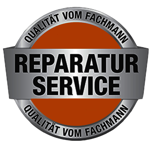 Das Bild zeigt ein Logo für einen Reparaturservice für Kaminglasscheiben, bestehend aus einem runden, grauen Emblem mit einem auffälligen orangefarbenen Innenkreis. Im grauen Randbereich steht in weißer Schrift QUALITÄT VOM FACHMANN. Über den zentralen orangefarbenen Bereich erstreckt sich in großen, weißen Buchstaben das Wort REPARATURSERVICE, was auf den spezialisierten Service hinweist, den dieses Geschäft oder diese Dienstleistung bietet. Das Design vermittelt eine professionelle und vertrauenswürdige Atmosphäre.