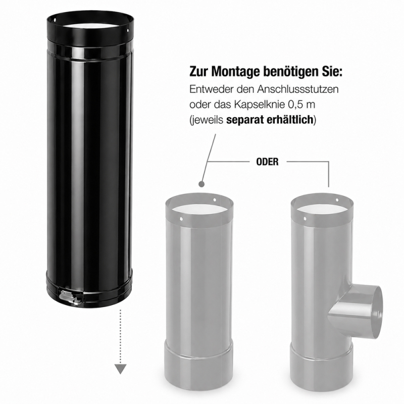 Ofenrohr 1,00 M – Weiß Emailliert, Ø 130 Mm – Für Holz, Kohle, Gas (innen/außen)