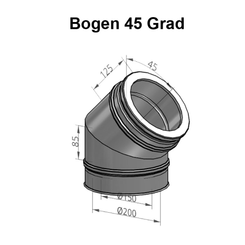 Schiedel Dw Complete Bogen 45° 150mm