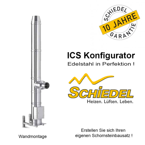 Schiedel ICS Edelstahlschornstein 200mm ca. 8,4m Wandmontage 50-440mm Wandabstand