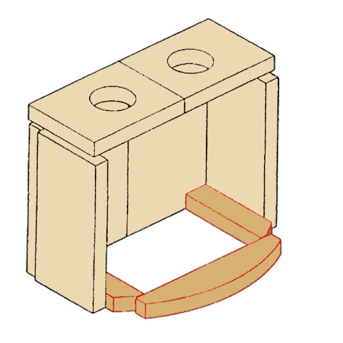 Das Bild zeigt eine schematische Darstellung der Bodensteine aus Vermiculite, die speziell für den Kaminofen Borneo von Limex gefertigt sind. Diese Steine sind Teil des Ofeninnenraums und dienen als Ersatz- oder Verschleißteile, um die Effizienz und Sicherheit des Kaminofens zu gewährleisten. Sie sind hitzebeständig und isolieren den Brennraum, um eine optimale Verbrennung zu ermöglichen.