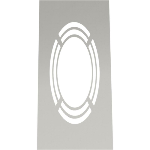 Das Bild zeigt eine einteilige Wand- und Deckenblende des Produkts Tecnovis DW-Classic, die für die Installation an Wänden oder Decken entwickelt wurde und einen Ausschnitt für einen Neigungswinkel von 1-65° bietet, der auch die Hinterlüftung ermöglicht.