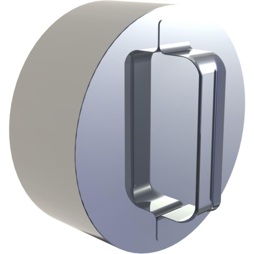 Das Bild zeigt den Tecnovis DW-Classic Verschlussdeckel mit Handgriff für T-Stück DN 80mm. Der Verschlussdeckel ist ein zylindrisches Bauteil mit einer ebenen, kreisrunden Verschlussfläche und einem integrierten, mittig angebrachten Handgriff, der das Öffnen und Schließen erleichtert. Das Bild dient dazu, das Design und die Funktionalität des Verschlussdeckels zu veranschaulichen und potenziellen Kunden oder Nutzern einen Eindruck von der Beschaffenheit und der Anwendung des Produkts zu geben.