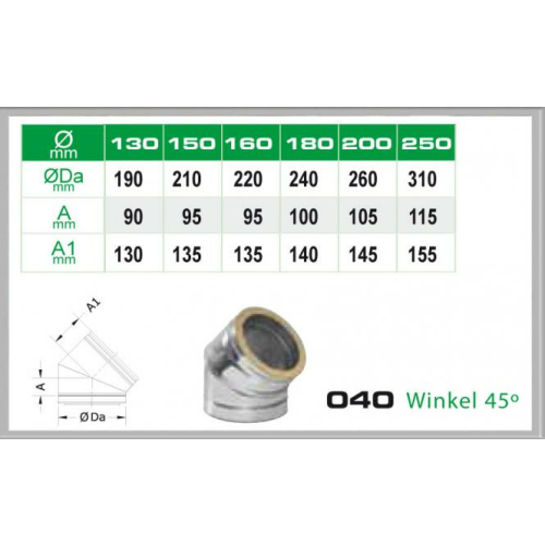 040/DN250 DW6 Winkel 45° Dinak
