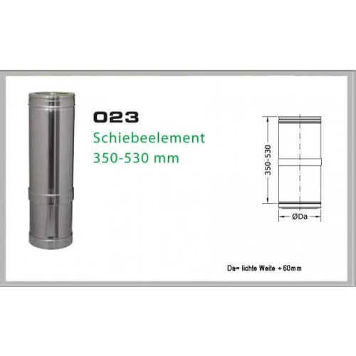 023/DN160 DW Schiebeelement 350 mm - 530 mm Dinak