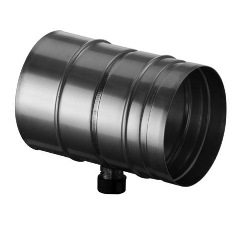 Das Bild zeigt das Schiedel Prima Plus PPL Rohrelement mit einem Durchmesser von 200mm und einer integrierten Messöffnung, dargestellt auf einem neutralen Hintergrund, um die Details und Eigenschaften des Produkts hervorzuheben.