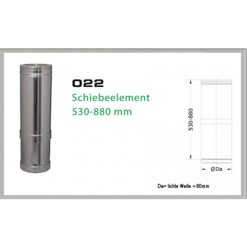 022/DN180 DW6 Schiebeelement 530 mm - 880 mm Dinak