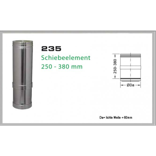 235/DN160 DW Schiebeelement 250mm - 380mm Dinak