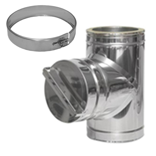 Das Bild zeigt eine technische Zeichnung und ein Foto des Produkts 523/DN160 DW Reinigungs-T-Stück mit Deckel für Druckdichtheit Dinak. Die Zeichnung präsentiert verschiedene Maße der Komponente in Millimeter, wobei Durchmesser (Da) und vier weitere Dimensionen (A, B, C, D) spezifiziert sind. Die Farbkodierung auf der linken Seite gibt die verfügbaren Größenbereiche des Produkts an. Das Foto rechts veranschaulicht das tatsächliche Aussehen des Reinigungs-T-Stücks mit Deckel, was potenziellen Kunden oder Interessenten sowohl das Design als auch die Beschaffenheit des Artikels zeigt. Das Ziel des Bildes ist es, dem Betrachter detaillierte Informationen zur Konstruktion und Größe des Reinigungs-T-Stücks zu liefern, um die Auswahl und Anwendung des Produktes zu erleichtern.