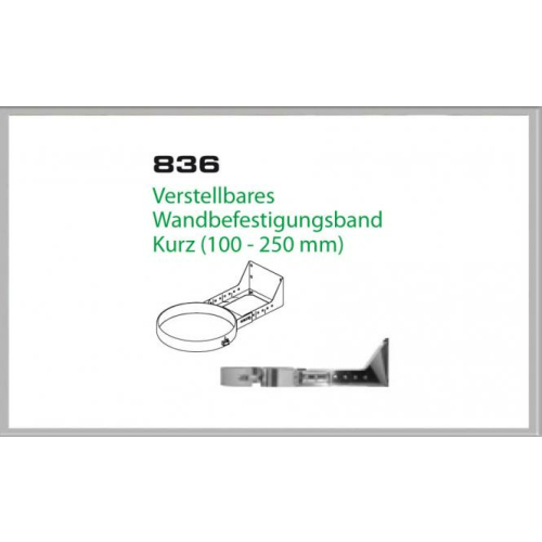 836/DN200 DW6 Verstellbares Wandbefestigungs band kurz 100-250 mm Dinak