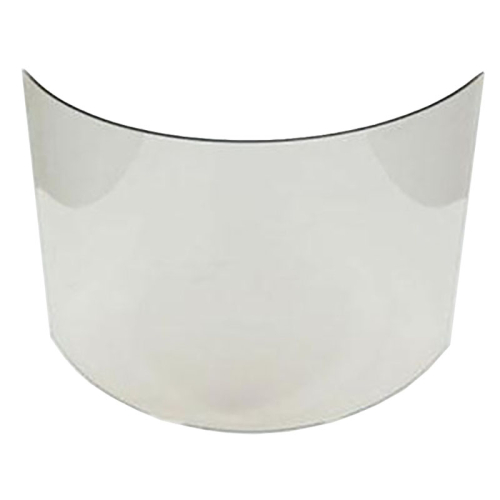 Das Bild zeigt eine gebogene Glasscheibe des Produkts Glasscheibe gebogen 600x395x4mm, präsentiert vor einem weißen Hintergrund. Diese Scheibe wird für architektonische Zwecke, in Möbelstücken oder in anderen Designanwendungen verwendet, wo eine klare Sicht und eine geschwungene Form gewünscht sind.