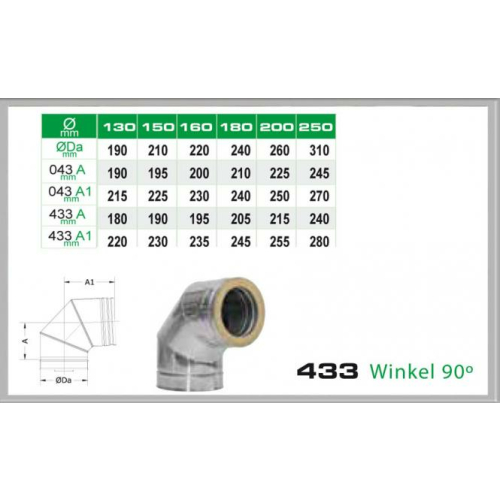 Winkel 90° für Schornsteinsets 130mm DW6