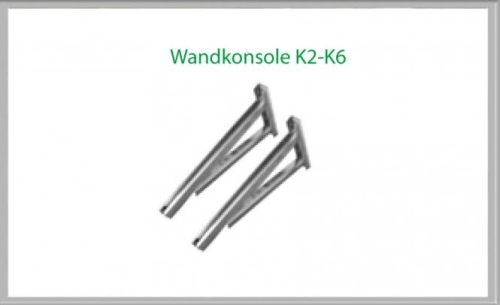 Das Bild zeigt eine Wandkonsole K5/DN200 für die Wandmontage von Rohrleitungssystemen. Die Konsole ist aus Metall gefertigt und dient dazu, schwere Rohre sicher an einer Wand zu befestigen, indem sie die Last der Rohre auf die Wand überträgt.