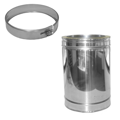 Das Bild zeigt das Produkt 255/DN160 DW6 Längenelement 200mm/140 mm Dinak, ein Rohrelement für Schornsteinsysteme aus Metall. Dargestellt sind die technischen Zeichnungen mit den Maßen und ein Foto des Rohrstücks. Das Bild dient dazu, die spezifischen Abmessungen und das Design des Rohrelements zu veranschaulichen.