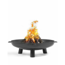 Das Bild zeigt eine Feuerschale Bali mit brennendem Holz...