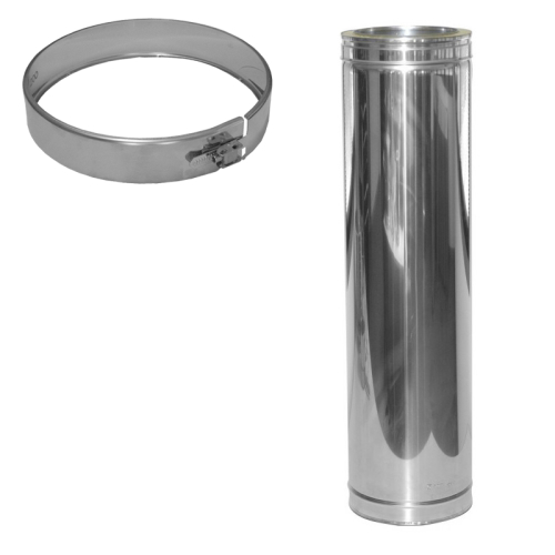 Das Bild zeigt das Produkt 020/DN160 DW6 Längenelement 1000mm/ 940 mm Dinak, ein metallisches Rohrelement für Abgas- oder Lüftungsanlagen. Links sind technische Zeichnungen mit Maßangaben zu sehen, die die Länge (940 mm) und den Durchmesser (Da = lichte Weite + 60 mm, ØDa und Ø + 5) des Rohrelements darstellen. Rechts im Bild ist das entsprechende Rohrelement als Foto abgebildet, welches die Veranschaulichung des Produktes für potentielle Käufer oder Benutzer dient.