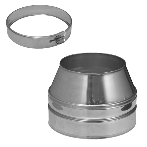 Das Bild zeigt eine technische Darstellung des Produkts 011/DN130 DW Mündungsabschluss Dinak. Es beinhaltet eine Tabelle mit den Maßen des Mündungsabschlusses in verschiedenen Durchmessern (130 mm bis 250 mm) und die dazugehörige Höhe (115 mm). Unter der Tabelle ist eine Skizze der Seitenansicht des Mündungsabschlusses, inklusive einer Beschriftung der Maße, zu sehen. Neben der Skizze ist ein realistisches Bild des Mündungsabschlusses dargestellt, welches das Konstruktionsdetail und das Aussehen des Produkts veranschaulicht. Der Zweck des Bildes besteht darin, potenzielle Kunden über die genauen Maße und das Design des Mündungsabschlusses zu informieren.