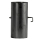 Das Bild zeigt ein Ofenrohr mit Sperrer, Modell 0,25m gebläut DN 130mm. Zu sehen ist ein zylindrisches, schwarz lackiertes Metallrohr mit einer Halterung und einer Sperrvorrichtung. Dieses Bauteil findet typischerweise Verwendung als Verbindung zwischen einem Ofen und dem Schornstein, um Rauchgase sicher abzuleiten.