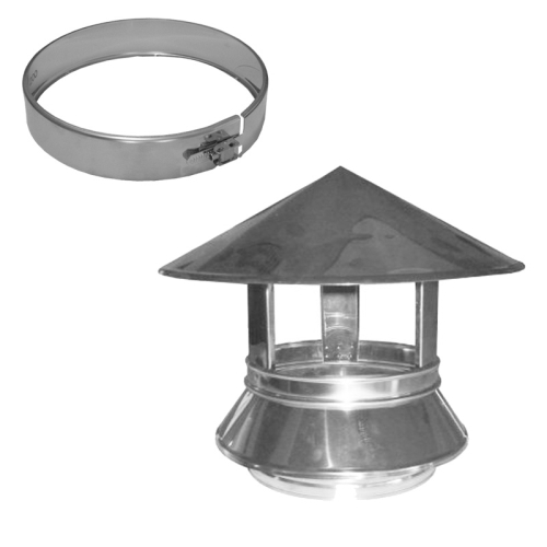 Das Bild zeigt eine Tabelle mit technischen Maßen und das Bild einer 010/DN160 DW6 Regenhaube Dinak. Die Tabelle listet verschiedene Durchmessergrößen auf der oberen Achse auf (130 mm, 150 mm, 160 mm, 180 mm, 200 mm, 250 mm) und darunter die entsprechenden Dimensionen für Durchmesser außen (Da), Durchmesser Mantel (ØM) und Höhe (H) in Millimetern. Auf der linken Seite ist eine technische Zeichnung dieser Regenhaube zu sehen, während auf der rechten Seite ein realistisches Produktbild einer Regenhaube dargestellt ist. Der Zweck des Bildes ist es, technische Spezifikationen und das Aussehen der Dinak Regenhaube zu vermitteln.