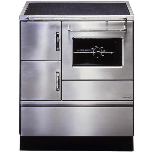 K 128 CL Küchenofen Wamsler Grafit Stahlplatte Edelstahlrahmen mit Abdeckhaube Beschläge Schwarz/Grau