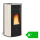 Das Bild zeigt einen Raffaella Idro H18 wasserführenden Pelletofen von Extraflame. Der Ofen bewegt sich in einer energieeffizienten Klasse mit der Bewertung A+. Das Gerät ist in Schwarz und Beige gehalten, besitzt eine Glasscheibe, durch die man die Flammen sehen kann, und dient zur Beheizung von Räumen durch Verbrennung von Pellets, wobei es auch an ein Wassersystem angeschlossen werden kann, um Heizwärme zu übertragen.