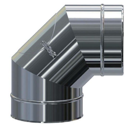 MK DW Premium Bogen 93° mit Auflage und Revisionsöffnung DN400 für Edelstahlschornstein System MKKD mit Dichtung